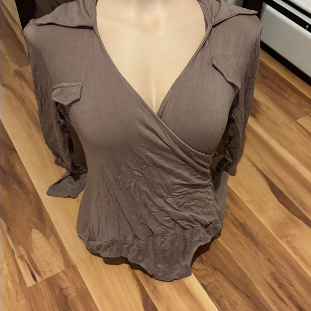 VENUS Taupe Wrap Bodysuit
